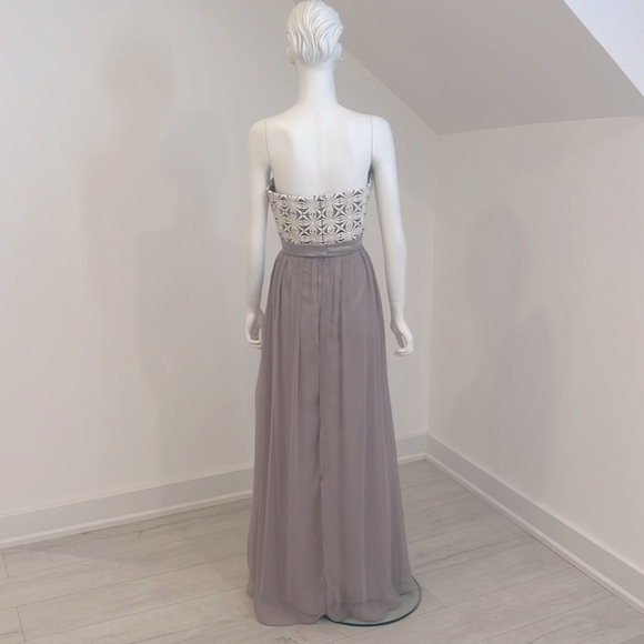SAMPLE SALE NWT LELA ROSE SIZE 10 Taupe. Venice + iridescent chiffon. Pristine. - Picture 4 of 7